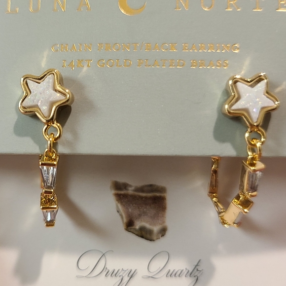 Luna norte druzy quartz earrings Clearance